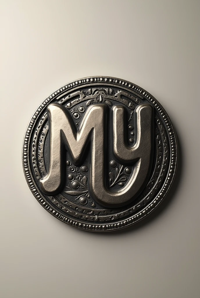 Generate an image where you put the initials MY together for a stylish circular ranch buckle and the letters are joined together