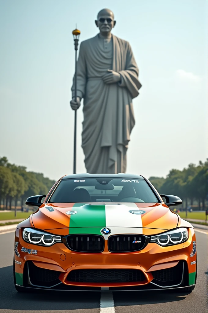 BMW M4 COMPETITION IN INDIAN FLAG WITH STATUE OF UNITY