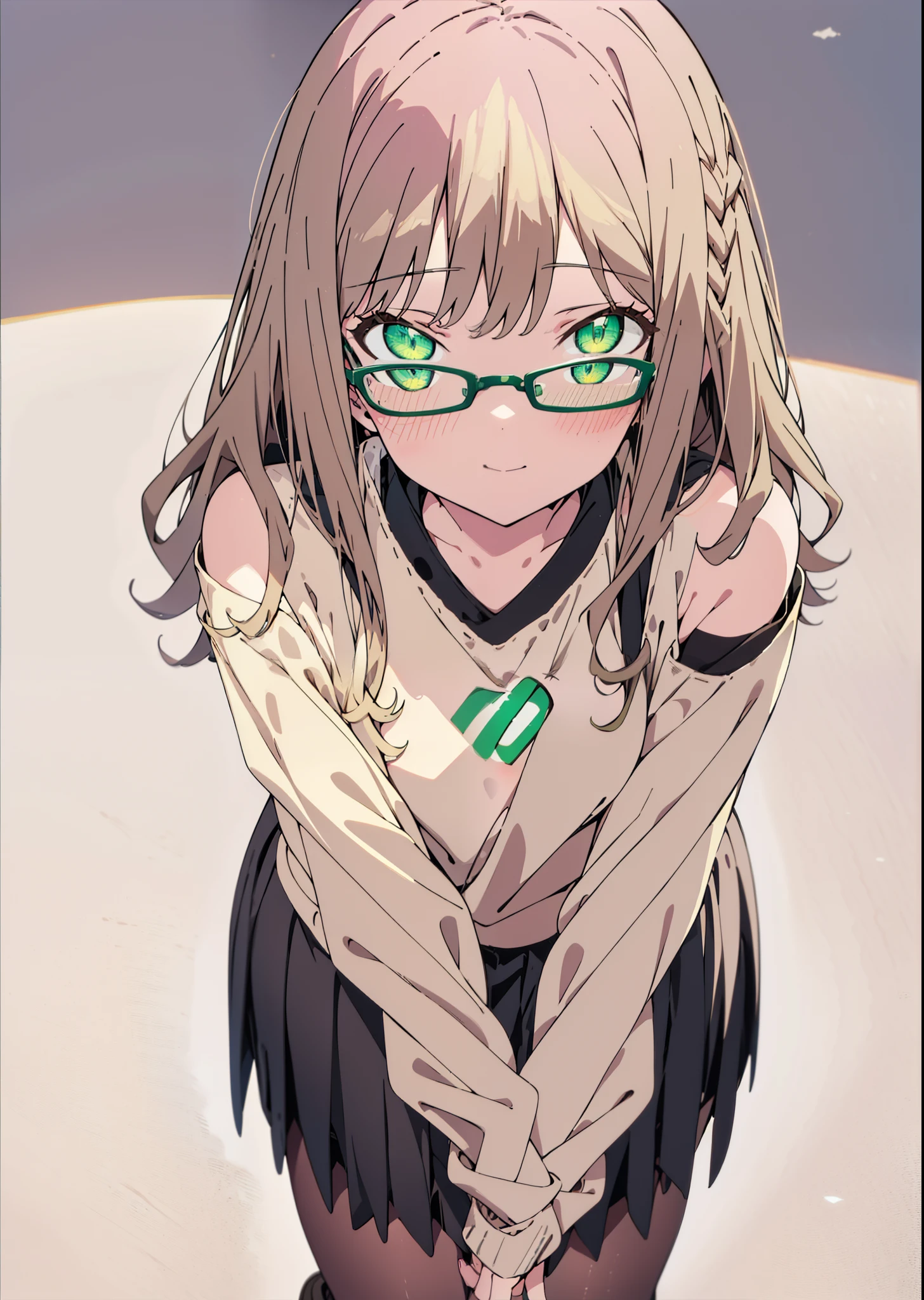minami yume ,sss Dynazenon ,Long, thick braids, Brown Hair, smile,blush,(Green Eyes:1.5) ,Glasses,Medium Breast,hair band,One-shoulder sweater,Long skirt,Black pantyhose,short boots,Walking,Daytime,Clear skies,whole bodyがイラストに入るように,
break looking at viewer, whole body,
break outdoors, Building district,
break (masterpiece:1.2), Highest quality, High resolution, unity 8k wallpaper, (shape:0.8), (Beautiful and beautiful eyes:1.6), Highly detailed face, Perfect lighting, Extremely detailed CG, (Perfect hands, Perfect ),
