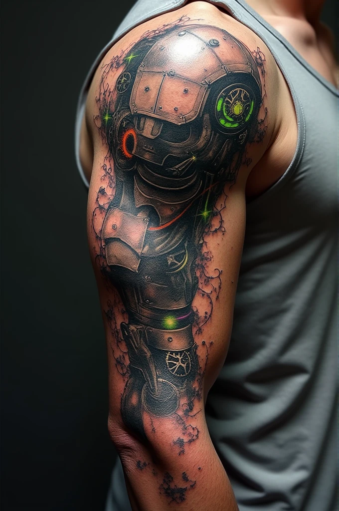 I want to tattoo my entire right arm with a robotic style combined with a knight's armor style. .. you can make the sketch