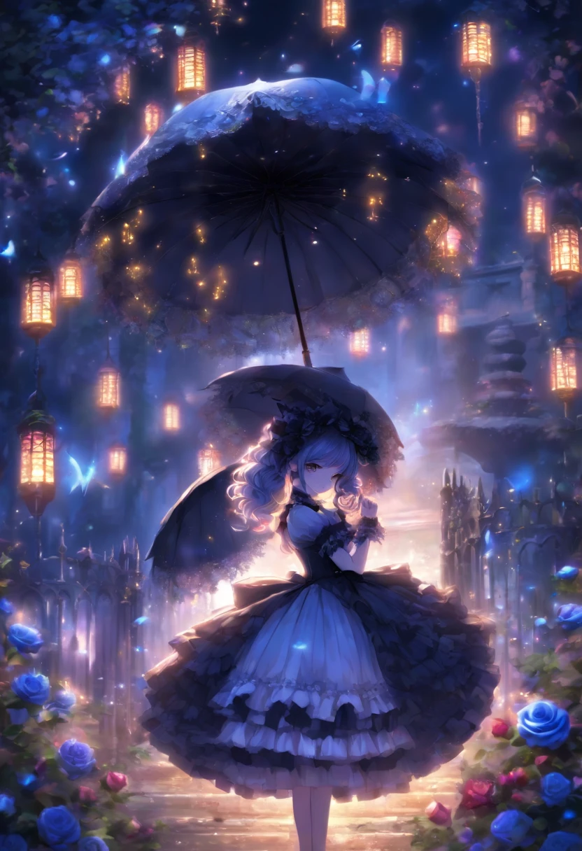 Gothic ta、Western Pavilion、parasol、smile、woman、Invite、Highest quality、Blue Rose Garden、Big Breasts、valley、Fantasy、Black and white dresses、Big Breasts、Chest、valley、vampire、Twilight、new moon、tooth、courtship、Erogenous Zones