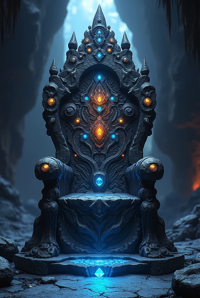A book cover.
In the center of the cover a Throne made of volcanic rock and precious stones