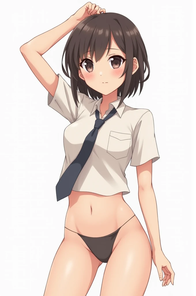 Draw a naked anime style schoolgirl with only a tie on