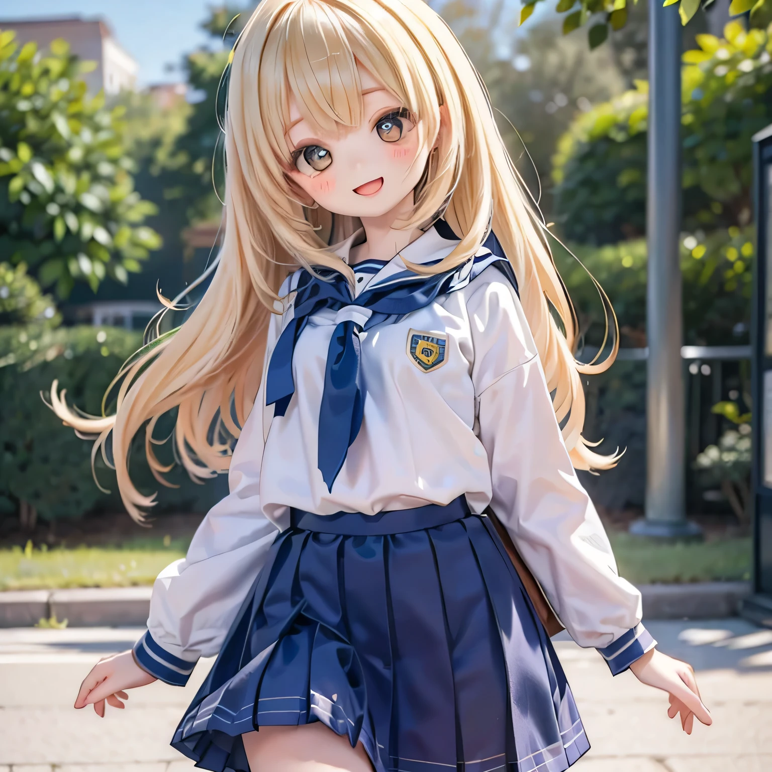 Doll、Doll、delicate、detailed、high quality、High resolution、4hair、high quality、long Hair、long hair、Brown Hair Color、Turquoise Eyes、uniform、high school student、Big Breasts、Sailor suit、Ultra-mini pleated skirt、Navy Blue Skirt、loose socks、Pure white panties、Shiny panty fabric、Crotch close-up