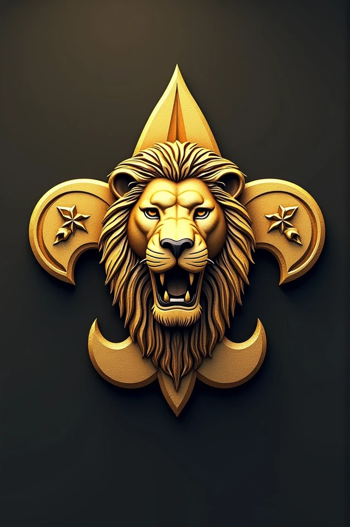 make a golden scout logo joined with a lion