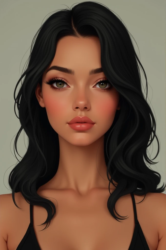 Woman cinnamon skin straight hair black chubby