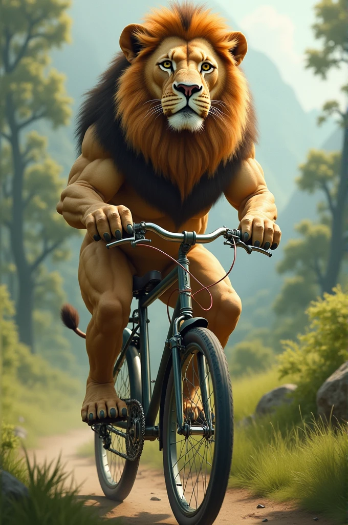 Lion on bike