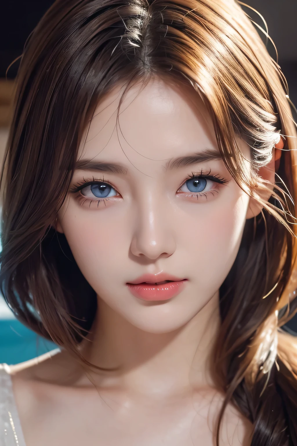 high quality work,Realistic artwork,Ultra Premium Graphics,8K HD CG Works,High quality graphics,High-definition and elaborate CG work,10x pixels,Ultra-fine detail:1.1,Advanced Technical Details:1.1Realistic photo effects,Indoor lighting effects:1.5,Natural soft light:1.5. Light effects(Virtual Light Effects:1.8),Ultra-high resolution,Shiny Dress,Silver long hair,Silver Hair,Transparent Hair,Hair with attention to detail(High quality hair detail:1.1)Clear Eyes,Double eyelids are beautiful,Sharp eye makeup, Creates exquisite eyelash makeup, Thin eyebrows, Very fine eye,High nose, Beautiful red lips, Rosy Cheeks, Delicate makeup applied , Pretty face, The face shape is perfectly balanced,(Advanced Face Detail:1.1)Short-haired girl floating in water、Carly), blue eyes, job,No costume box,A body exposed to the audience,Nipples are visible,Stunning face portrait, Gveiz-style artwork, Beautiful portrait, Beautiful Face, Gveiz, Watery eye, Detailed Numerical Art, Numerical Art, Beautiful artwork, Reusch et al......... enough, 青いWatery eye, Beautiful Numerical Art works,frontage,LOL,Women artwork,Dress full body video,realism,Great cleavage,Your eyes are shining brightly today,Wearing shorts,Beautiful legs