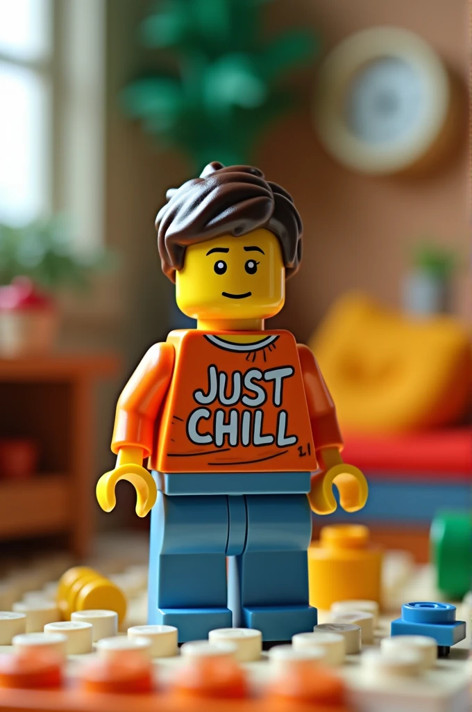 A young boys lego which name is 'JUST CHILL'