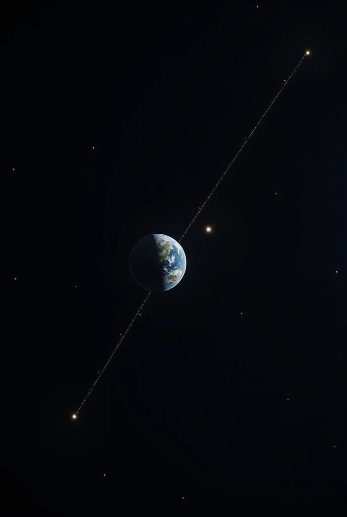 Draw a dotted line between Earth and moon