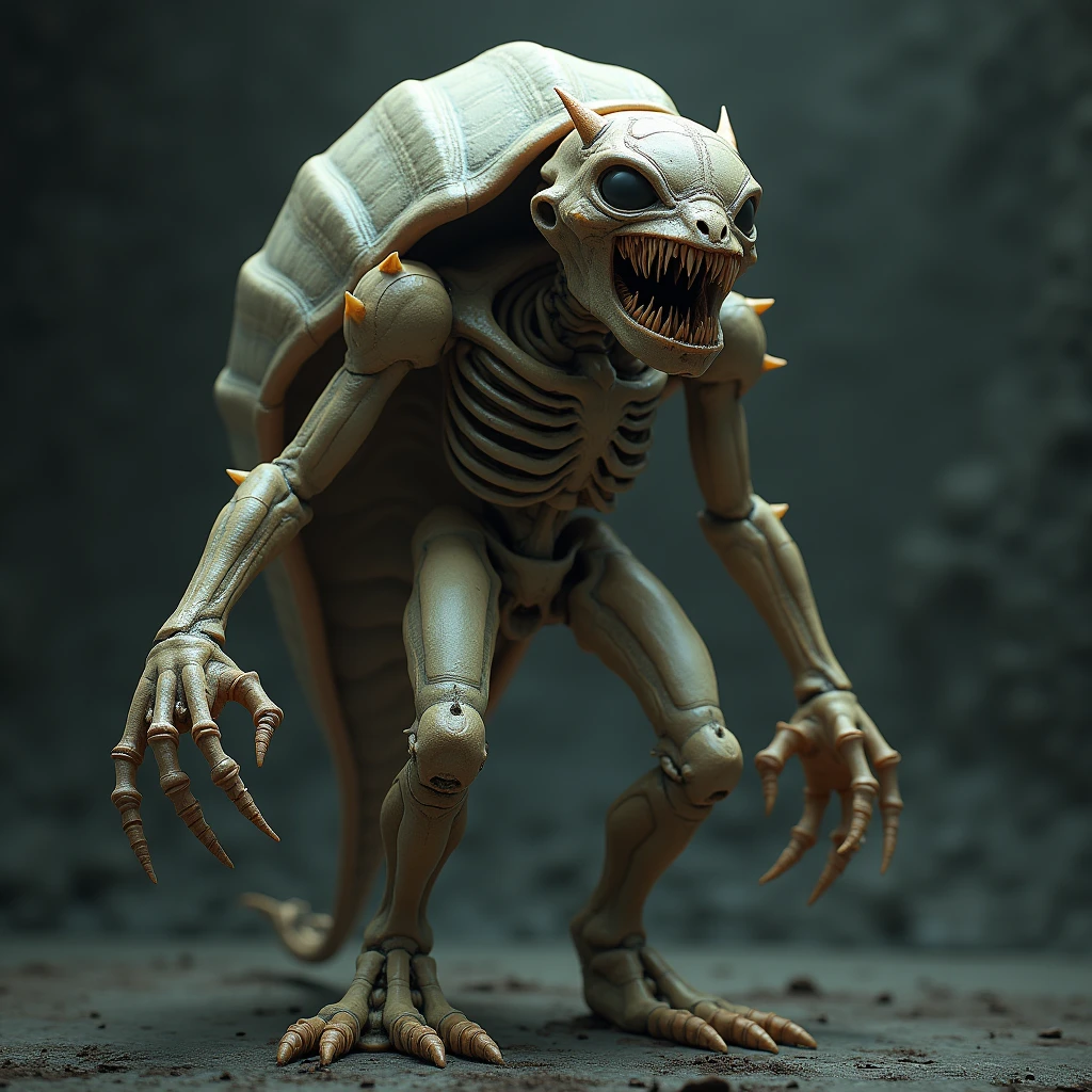 Strange physique、Strange skeleton、Strange Shell Demon、Masterpiece、Fine details、high resolution、Highest quality、Ultra-precision、Realistic 3D illustration、VFX、movie