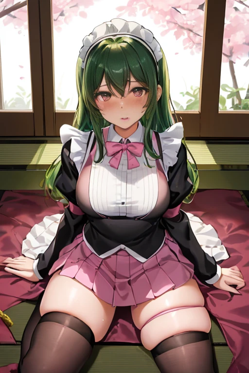 C.C.、Code Geass、Green Hair、Cute Woman、Thick thighs、Best image quality、High resolution、masterpiece、super high quality、Squat with your legs apart、orgasm face、Squat with your legs apart、Black patterned panties、I see your pink panties、Big Ass、Big Breasts 、Blushing、4K quality、Blushing、Proud face、Wearing black knee socks、bed、Squat with your legs apart、Panty shot、Sweaty all over、Heavy breathing、Chest is bobbing up and down、heart、Condescending look、Low - Angle、Zoom in on the crotch、Cowboy Shot、Sit on the living room sofa with your knees raised, Spread your legs