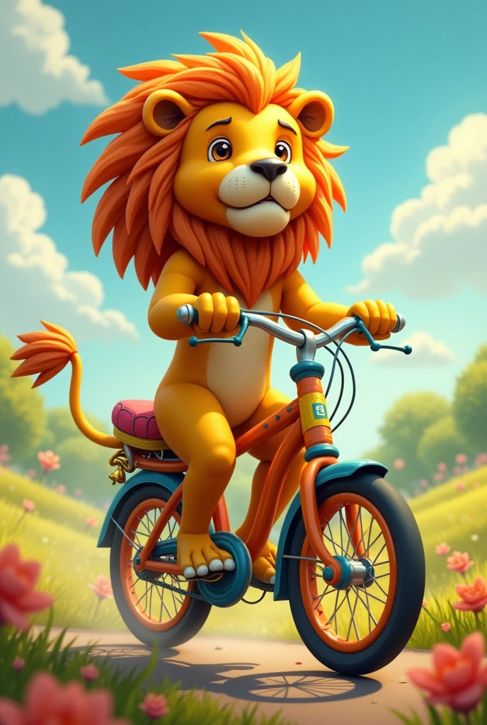 A lion ride bike