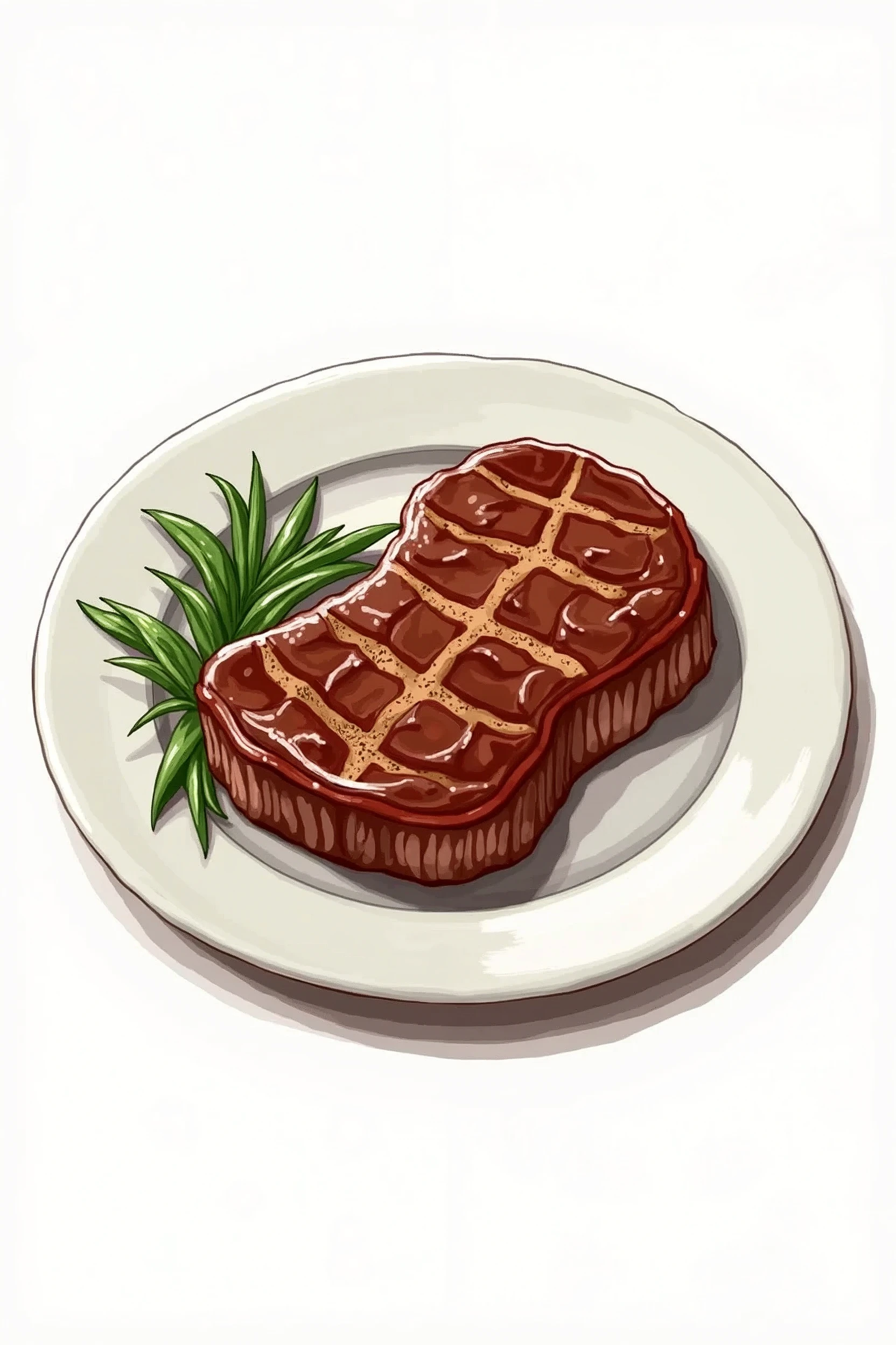 Steak with meat on a plate, drawing, transparent background,