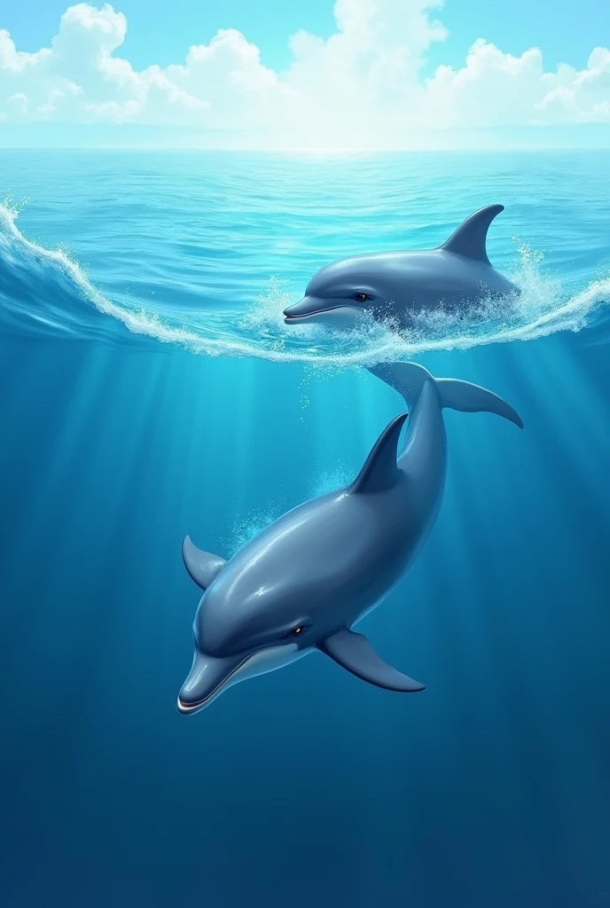 Sons dolphin in sea