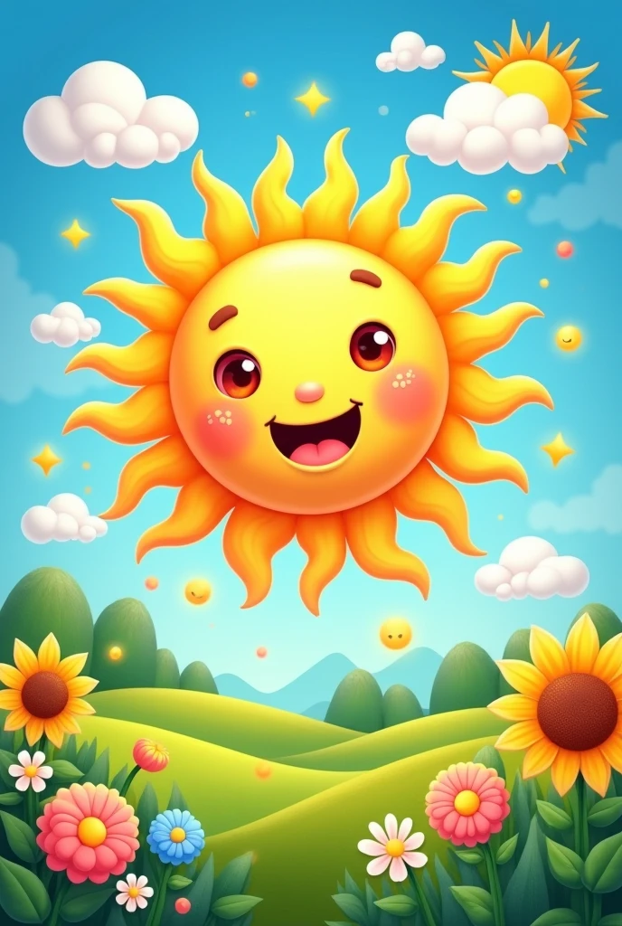 Create a cereal box for kids where the mascot is a sun