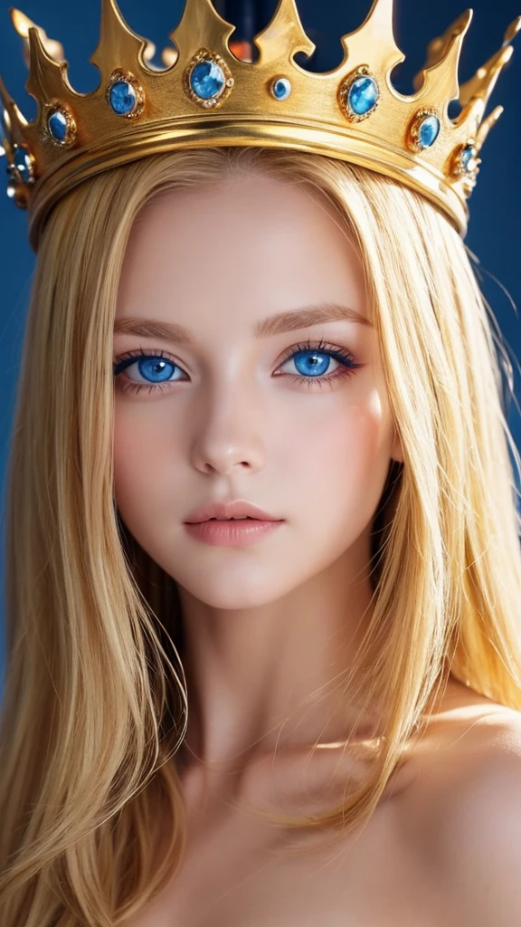 blonde, Golden Eyes, Crown, sight, blue eyes,