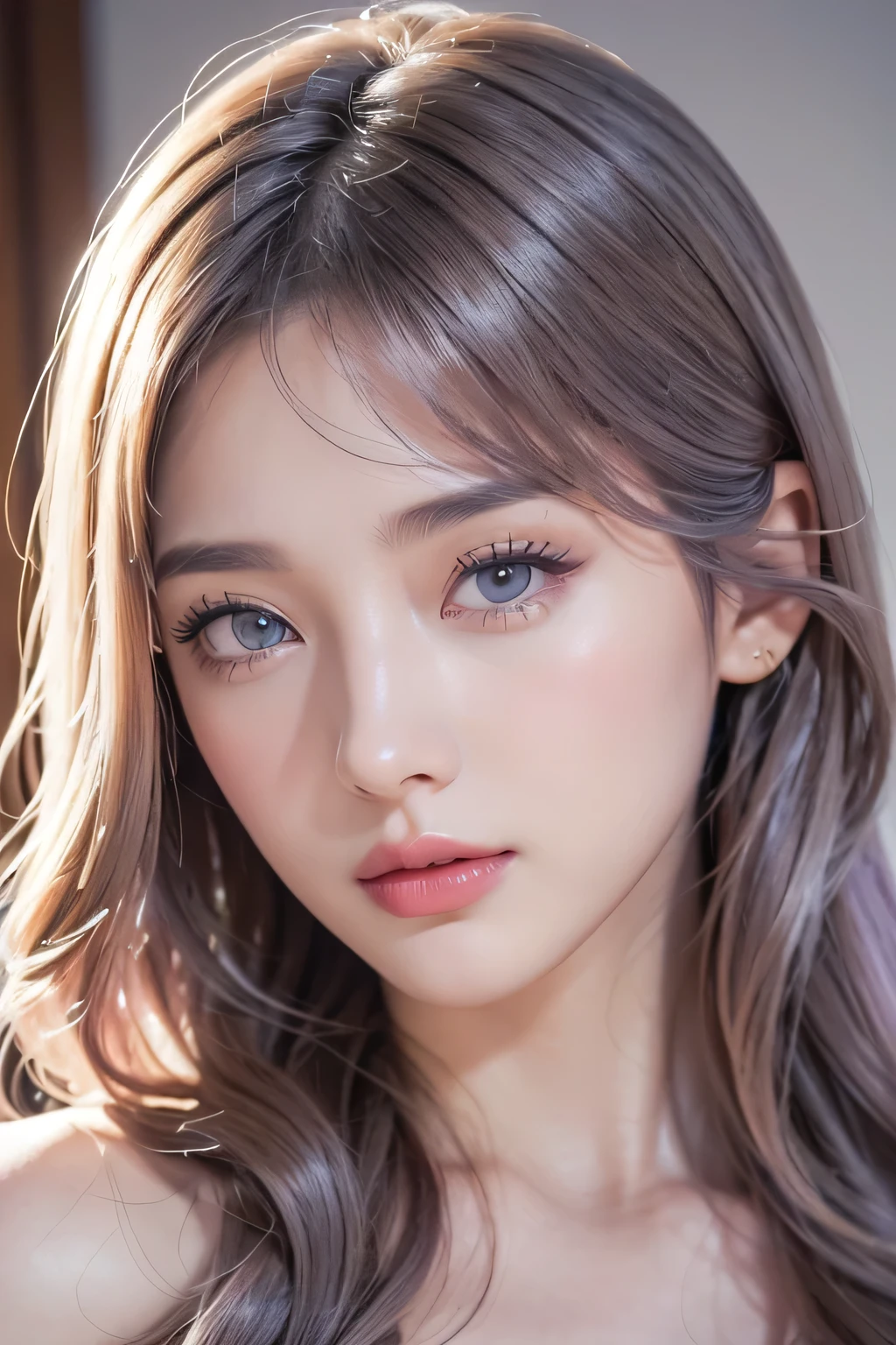 high quality work，Realistic artwork，Ultra Premium Graphics，8K HD CG Works，High quality graphics，High-definition and elaborate CG work，10x pixels，Ultra-fine detail：1.1，Advanced Technical Details：1.1Realistic photo effects，Indoor lighting effects：1.5，Natural soft light：1.5. Light effects（Virtual Light Effects：1.8），Ultra-high resolution，Shiny Dress，Silver long hair，Silver Hair，Transparent Hair，Hair with attention to detail（High quality hair detail：1.1）Clear Eyes，Double eyelids are beautiful，Sharp eye makeup, Creates exquisite eyelash makeup, Thin eyebrows, Very fine eye，High nose, Beautiful red lips, Rosy Cheeks, Delicate makeup applied , Pretty face, The face shape is perfectly balanced,（Advanced Face Detail：1.1）tmasterpiece), (realistically, RAW photogr, Best quality at best:),[:(The detail on the face:1.2:0.2] , Nice face, (Realistic face), (the detail), Lilac hair color looks great，He wears a purple garland on his head，photorealistic eye，The detail of the eyes is nice，Sexy red lips，Violet flowers clean and refreshing background（real face real skin），The beautiful skin，purple dress，Romantic purple atmosphere，Ultra-high resolution，超real photograph，The content is very detailed，the golden ratio、The graphic style iixing watercolor and digital illustration techniques、Evoke the exquisite beauty and charm of tmasterpiece, Super the detail, Ultra-high resolution, (real photograph), High Definition RAW Color Photography, Extremely Delicately Beautiful, The content is very detailed,extremely detailed eye, highlydetailed skin,Highly detailed nose, The mouth is very detailed, perfect anatomia,Perfect NwsjMajic，，The content is very detailed，rich colourful，the highest detail，offcial art，ultra - detailed，The beautiful，tmasterpiece，Best quality，，Women artwork，Dress full body video，Realism，Great cleavage，Your eyes are shining brightly today，Wearing shorts，Beautiful legs
