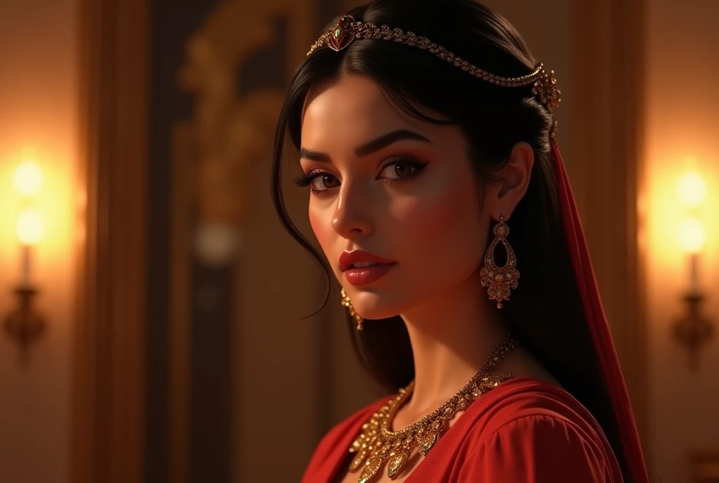 BestWorks,Ultra-high quality work,8K HD CG production,High-quality graphics,3D HD CG photos,Ultra-high pixel,Super refined:1.1,technical detail:1.1,Interior lighting effects:1.1,Natural dimming,Light effect,Super high resolution,Fashion clothing photos,Egyptian female face,Cleopatra's face,The temperament of the Queen of Egypt,Long black hair,Clear strands of hair,Careful hair texture(Premium hair details:1.1)Beautiful and delicate eyebrows and eyelashes,largeeyes,Light red eyes,Sexy red lips,Perfect lip shape,clear skin texture,wetted skin(Advanced facial details:1.1)The face of the flawless goddess,Perfect body shape,Suitable for supermodels,Cocked buttocks,Small man's waist,Long legs,(Premium body details:1.1),Glossy,Wear evening dresses,Sequin evening dress,Dress dress,Silk scarf,Lace dress(Premium lace detailing:1.1)Bright red,high-heels,stocklings,Wear jewelry,耳Nipple Ring,choker necklace,Bracelet,At the dinner party,fully body photo,Costume art photos,High quality work