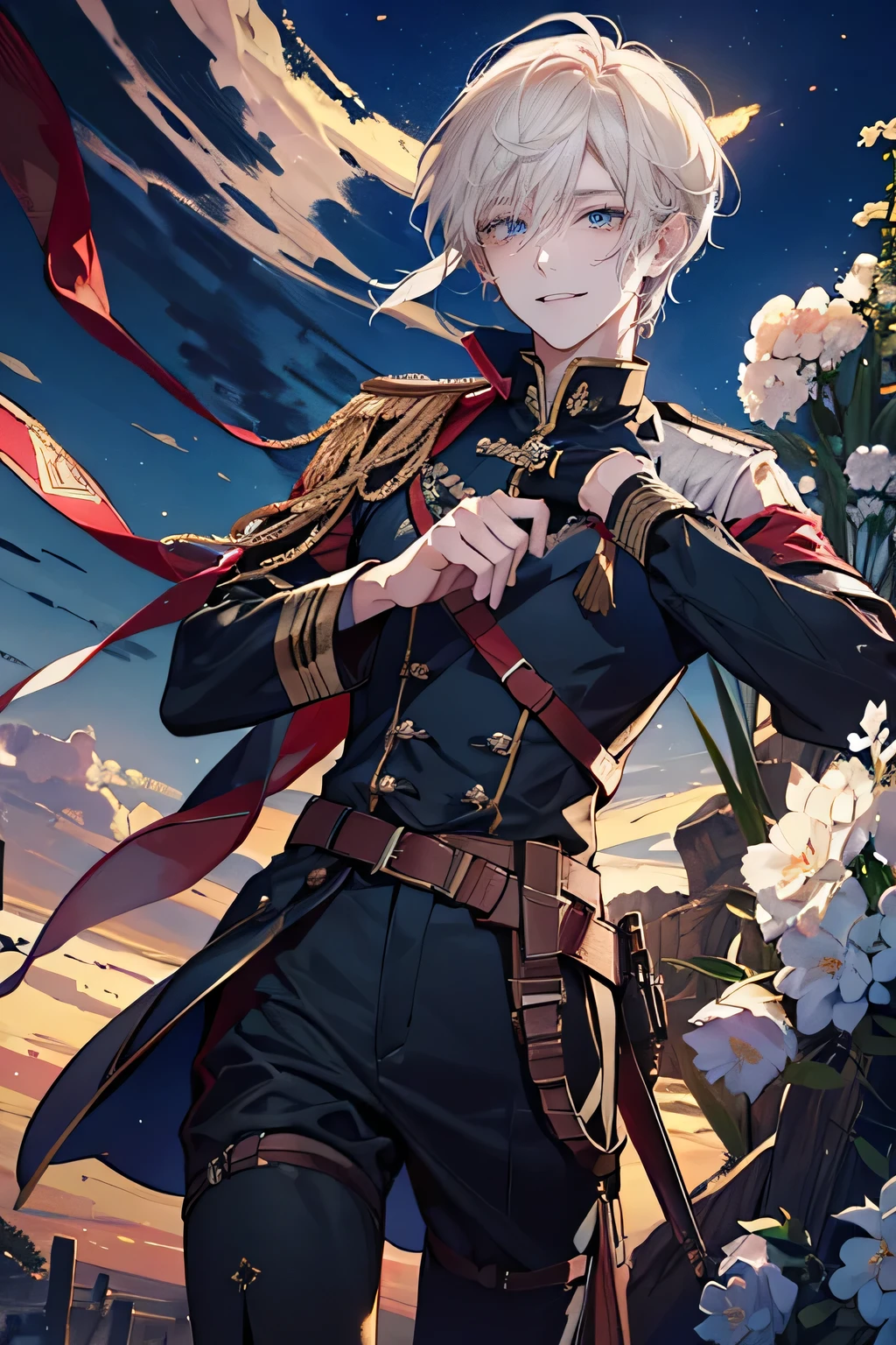 male性、soldier、uniform、knight、soldier、Western style、Europe、Western、antique、Blonde、fine、smile、Shortcuts、masterpiece、High resolution、30 years old、male、youth、Image above the chest、Highest quality, High-resolution model、refreshing、Shy