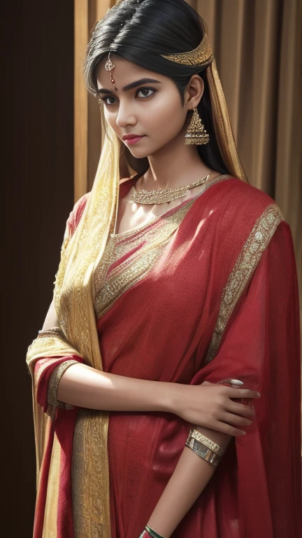 young Indian girl, 18-year-old, old looking top, 100 AD style dress, gentle lighting, intricate facial details, flawless complexion,full body picture, top-notch 3D rendering, hyper-realistic, photorealistic digital art trending on Artstation 8k HD high definition detailed realistic, detailed, skin texture, hyper detailed, realistic skin texture, armature, best quality, ultra high res, (photorealistic:1.4),, high resolution, detailed, raw photo, 400 camera f1.6 lens rich colors hyper realistic lifelike texture dramatic lighting