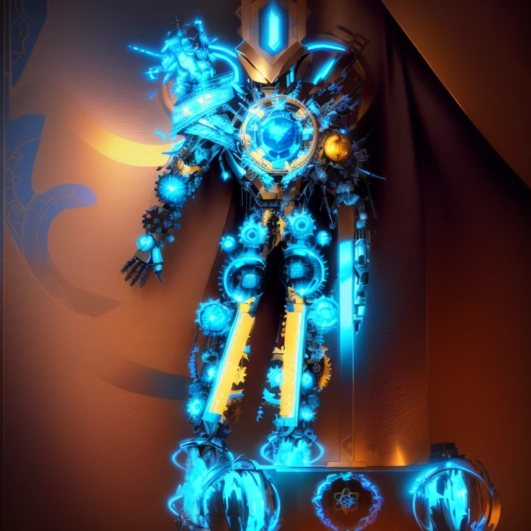 There is a picture of a man in costume, Simple futuristic robot queen, Anime robot mixed with organic, Colorful sci-fi steampunk, proper style, Vivid steampunk concept, ( ( AI Art God King ) ), clockwork automaton, Cute and exquisite epic robot, AI Art God King, Mecha style greek god, Detailed cosmic angel robot