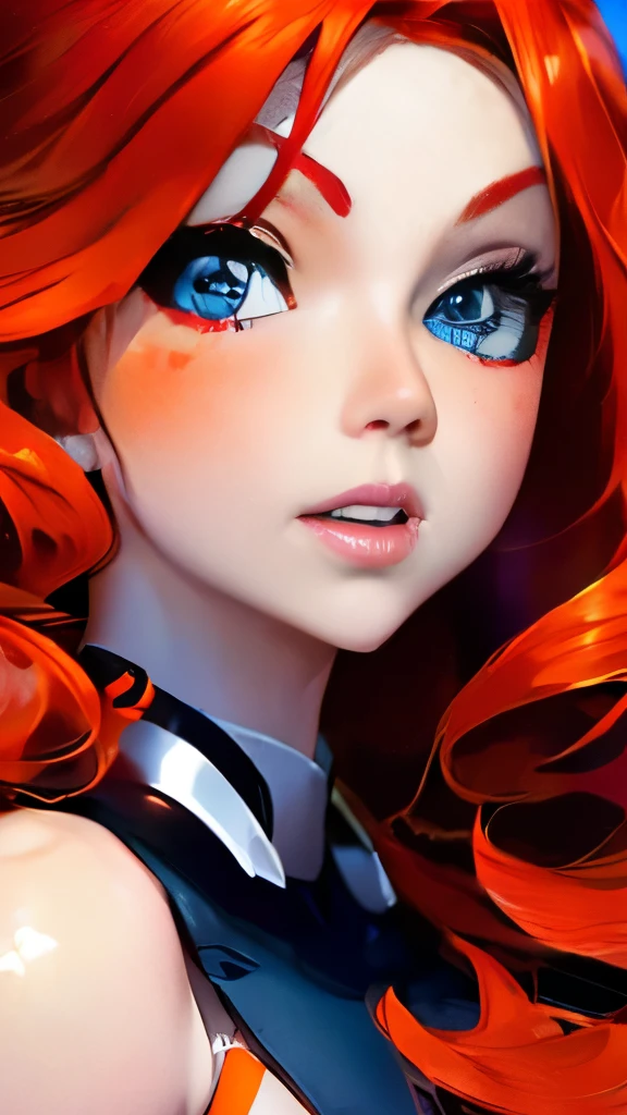 a close up of a woman with red hair and a red and white floral satin bra top, amouranth, better known as amouranth, amouranth as a super villain, young beautiful amouranth, ginger wavy hair, long wavy orange hair, orange glowing hair, orange skin and long fiery hair, flowing ginger hair, orange hair, long orange hair, ginger hair