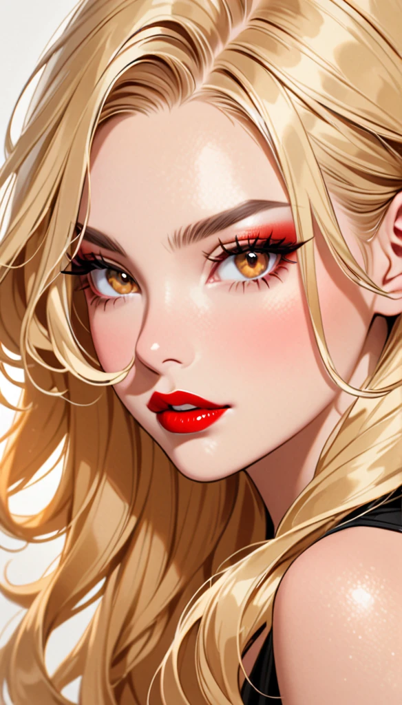 Beautiful and blond, red lips