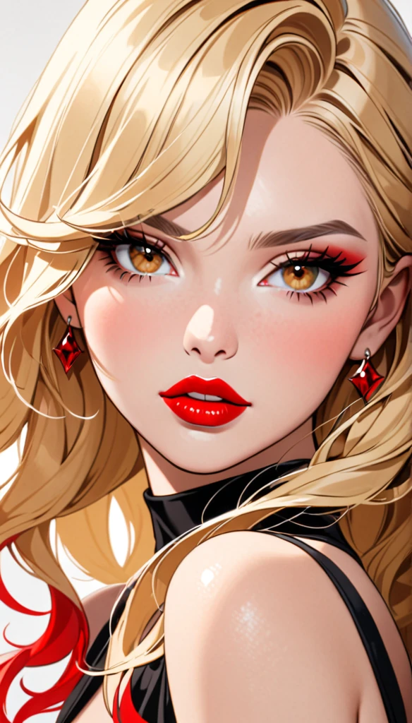 Beautiful and blond, red lips