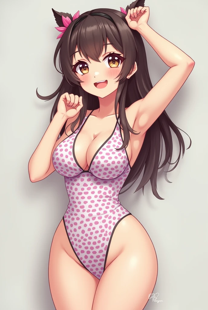 Cute Woman Swimwear Anime Style smile Small breasts