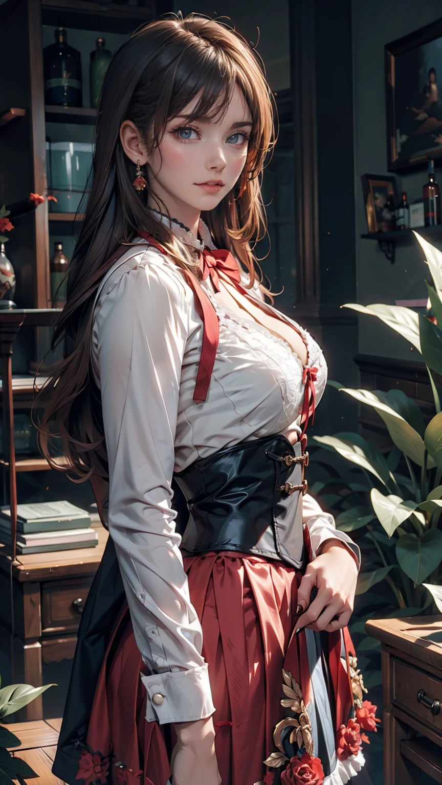 ((masterpiece)), (Highest quality))), (Character design sheet, National costume, same characters, front, ~ side, return), figure, 1 girl, whole body, Silver Hair, eyes hair, Beautiful Eyes, Princess Cut, Environmental change scene, Short skirt, Shyness, woman, girl, Are standing, Gothic ta, VTuber, Chartern Betarola, (simple returnground, white returnground: 1.3) ( masterpiece:1.2), (Highest quality:1.3)