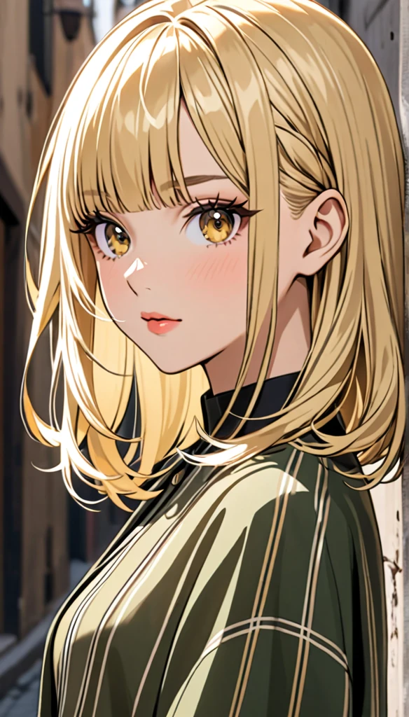 Beautiful and blond bangs styled hair