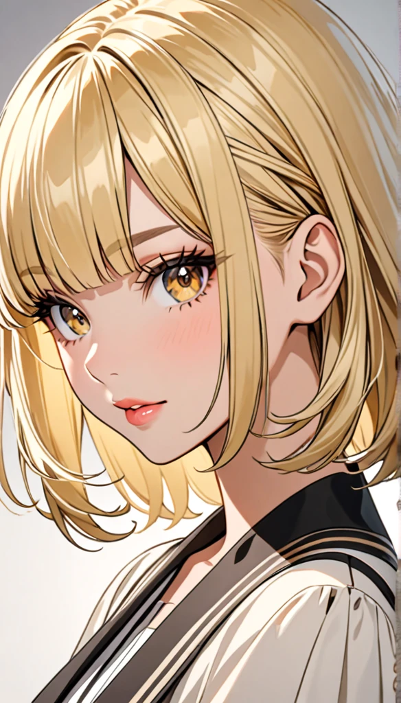 Beautiful and blond bangs styled hair