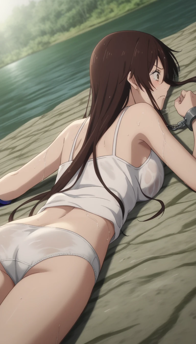 score_9, score_8_superior, score_7_superior, sauce_anime, ambient light, sunlight  , (1 tall girl ), 
Sagiri Yamada Asaemon, Sagiriyamada Asaemon, Long Hair, brown Hair,, brown eyes, wince,frown,
,white camisole,  In the same way,    ((on stomach, from behind:1.5)), lesbian,  in lake,                                                                       
((rape)) , , nsfw ,  shackles , , wet body, (steam), , yuri, 
in beautiful lake, ~ side, blush,  ,(hip),, saliva,
alone, Dutch Angle, View your viewers, Cowboy Shot, detailed sex, ,detailed back, white panties, [large breast],