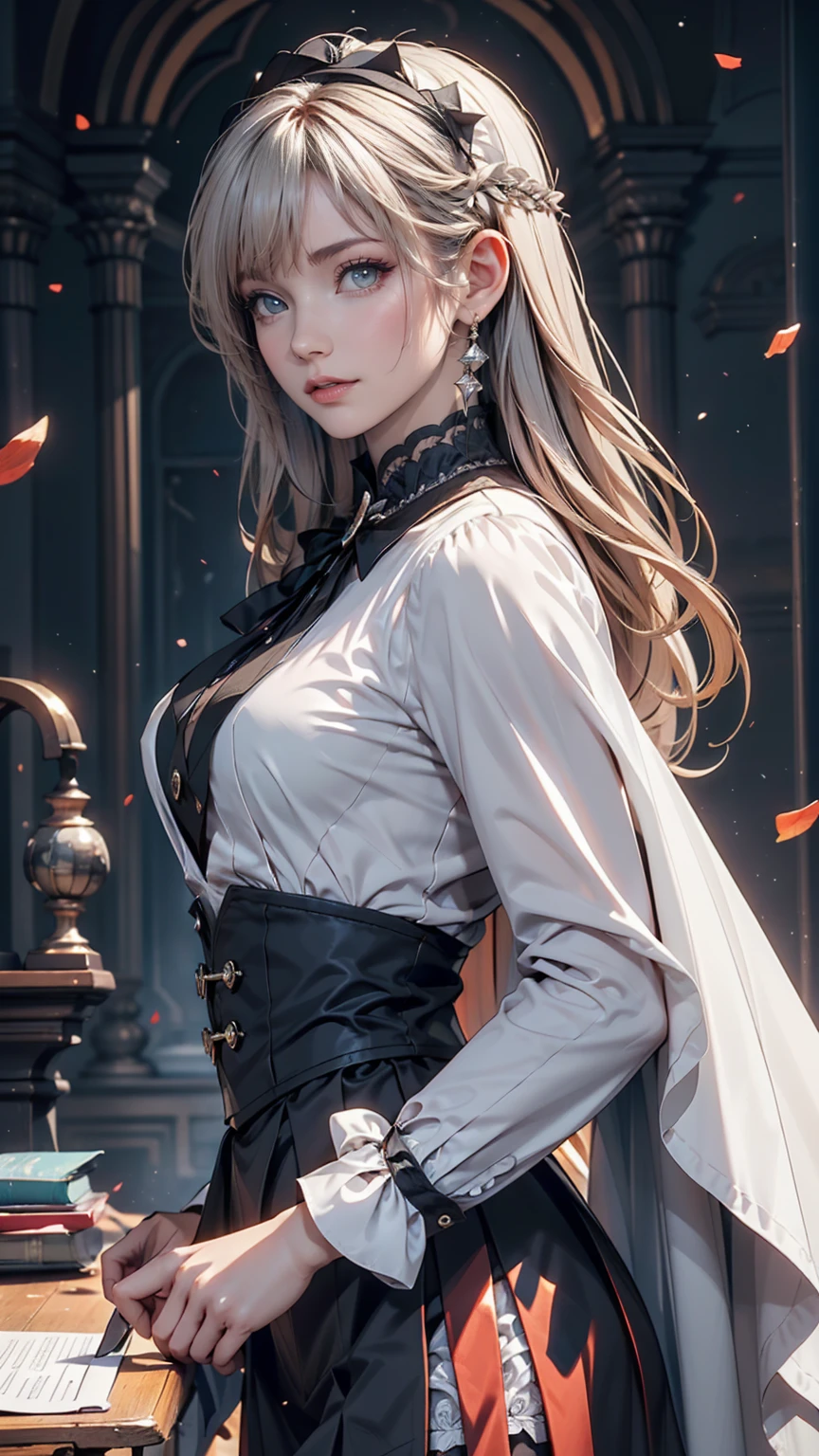 ((masterpiece)), (Highest quality))), (Character design sheet, National costume, same characters, front, ~ side, return), figure, 1 girl, whole body, Silver Hair, eyes hair, Beautiful Eyes, Princess Cut, Environmental change scene, Short skirt, Shyness, woman, girl, Are standing, Gothic ta, VTuber, Chartern Betarola, (simple returnground, white returnground: 1.3) ( masterpiece:1.2), (Highest quality:1.3)