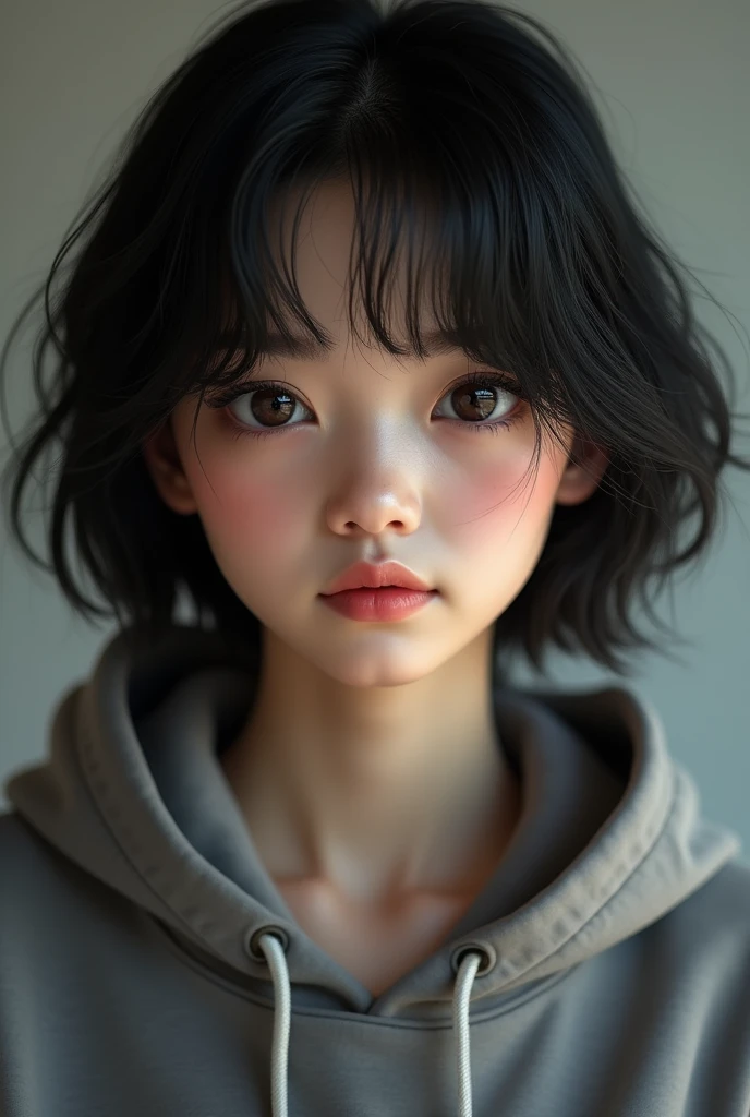score_9, score_8_High, score_7_High, best quality, realistic, masterpiece, beautiful details, hyperrealistic, female,18, , 16 years oldsmall face, baby face、masterpiece, ard photo, very detailed, very cool, to the finer details, very detailed eyes,(best quality:1.4), (super fast:1.2), (realistic:1.4), (8k, RAW photos:1.2),(portrait photography:1.3), I am Rachel, 1 woman, alone, Short hair, forehead, looking at viewer, black hair, High body, black eye, calvin klein panties,(Oversized crop hoodie,medium chest, Showing breasts,Abs:1.35)、((Big eyes that shine like jewels))、Shiny, shiny skin、(droopy eyes, natural makeup、Ultra HD Beauty Face:1.35)、(Ultra high resolution perfect and beautiful teeth, cat tail, Hypnotized, standing