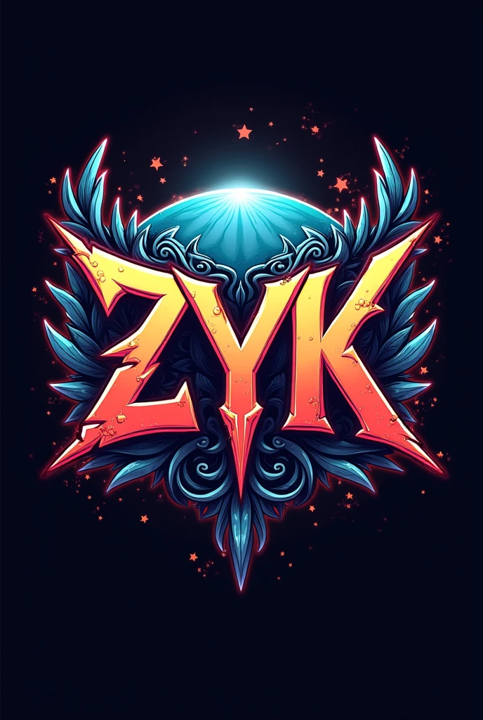 a logo with the writing zyk, anime art