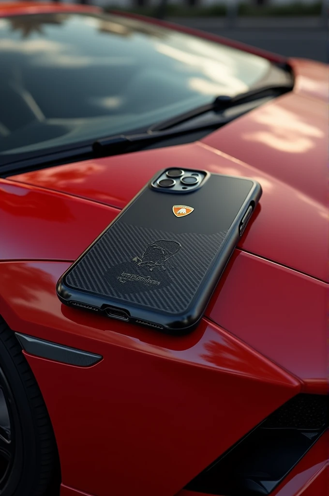 Create a custom phone case that kept on a Lamborghini car
