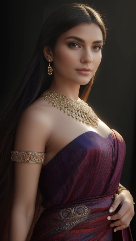 (best quality,4k,8k,highres,masterpiece:1.2),ultra-detailed,(realistic,photorealistic,photo-realistic:1.37),Al-Uzza, the ancient Arabian goddess of beauty and black magic, off-shoulder, extremely detailed face and eyes, long eyelashes, detailed lips, intricate jewelry, flowing dress, ornate background, warm lighting, fantasy art, cinematic composition, dramatic lighting, dramatic pose, dramatic expression, cinematic shot, detailed fabric textures, dynamic composition, rich colors, dramatic chiaroscuro, mystical atmosphere