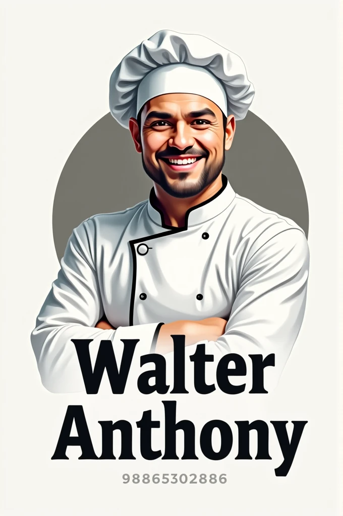 Make a chef logo with my name Walter Anthony and my number 988652866