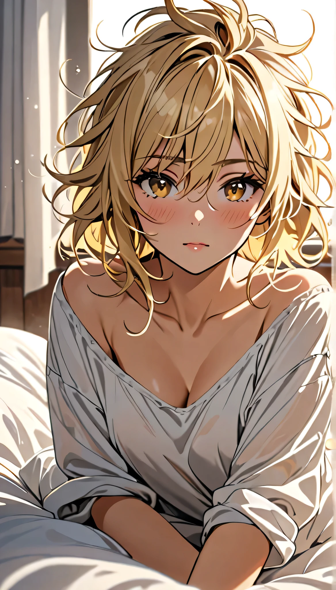 boyish Berry Short Slanted Eyes Blonde At the bed Sex Open Mouth Shyness Modest chest Completely naked