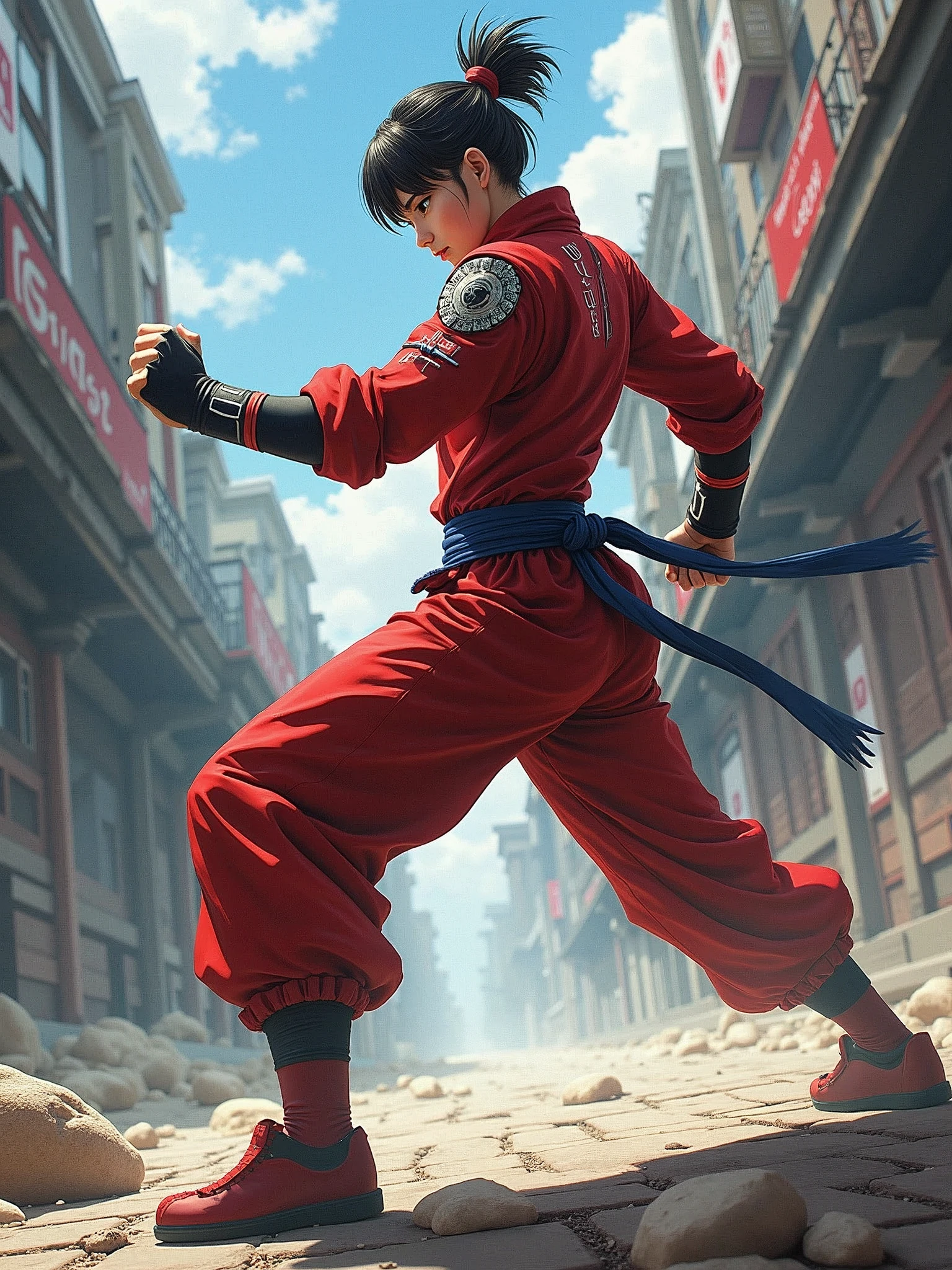 anime style, martial arts fighter in  outfit, dress for .