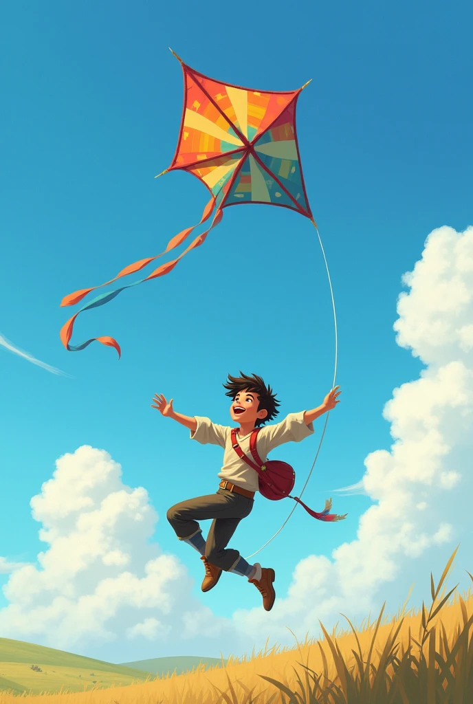 Young man flying a kite
