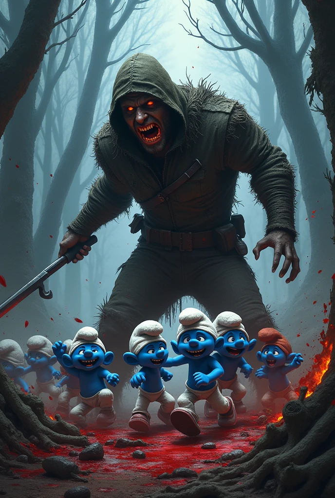 Human hunter killing smurfs more bloody