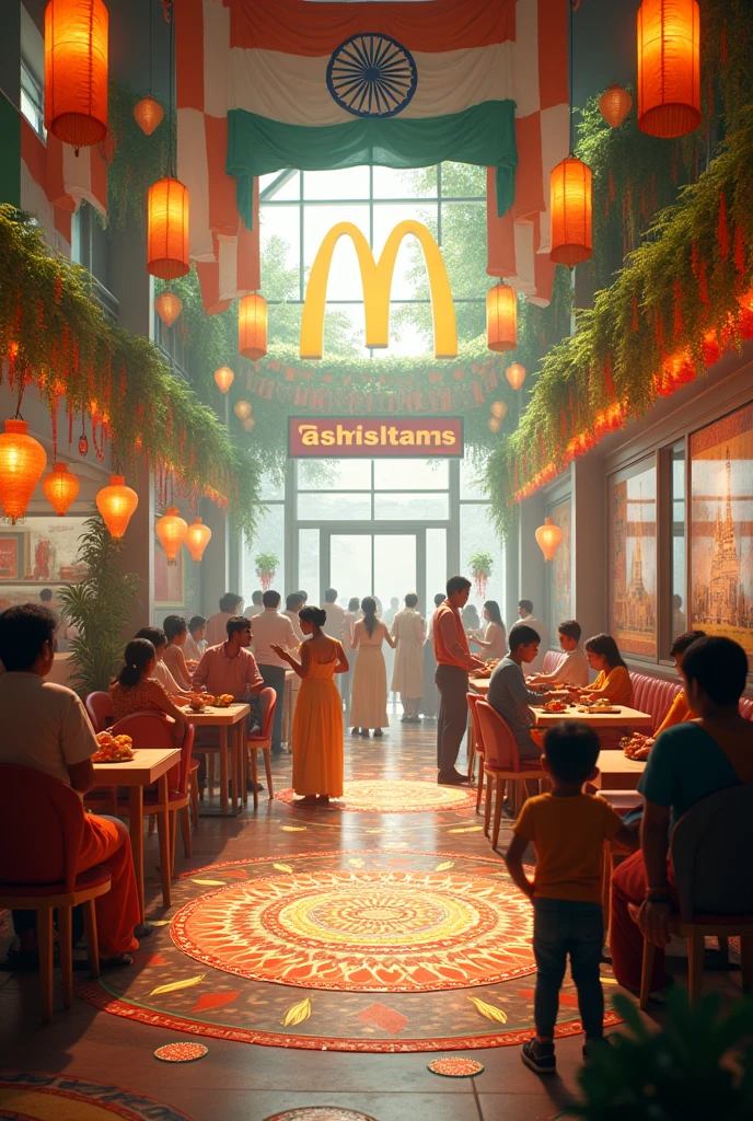 India independence day McDonalds lobby decorated with more details