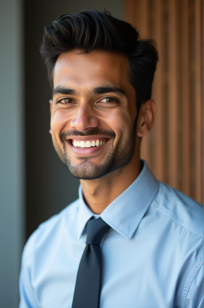 23 year old handsome brown indian man posing for linkedin profile picture