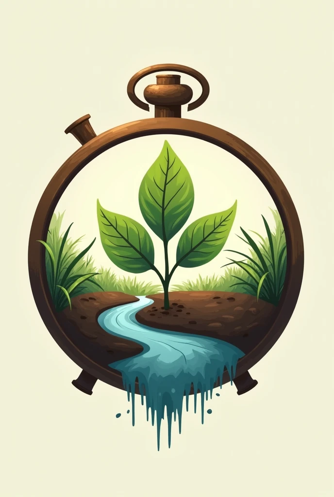 I need a logo that consist of plant soil water inside a watch