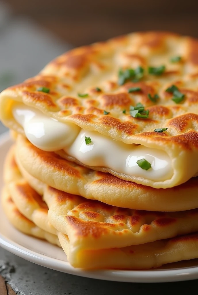 make a big size delicious roti canai with white clear melting liquid inside from malaysia