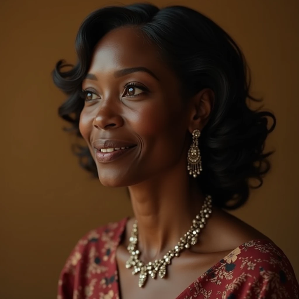 Beautiful mature woman 60 years old, American woman, Black skin color
