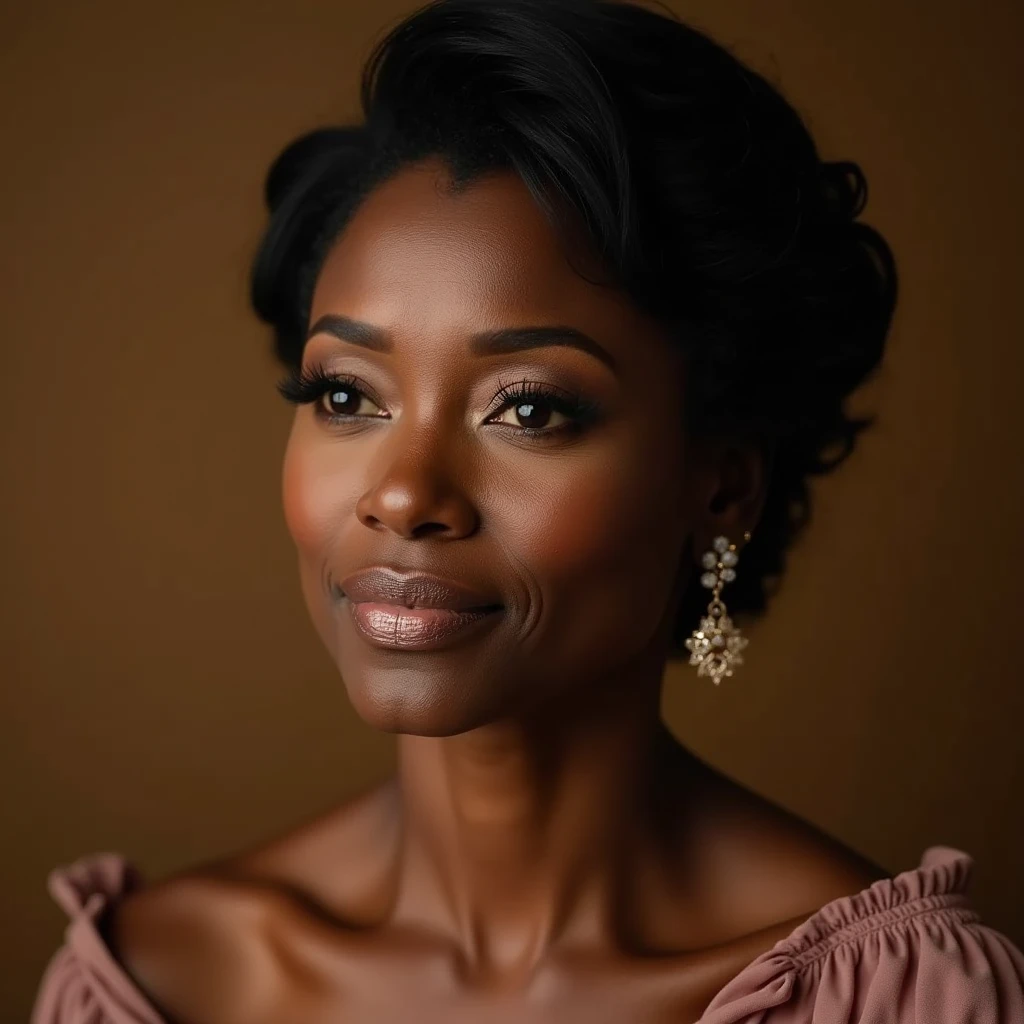 Beautiful mature woman 60 years old, American woman, Black skin color